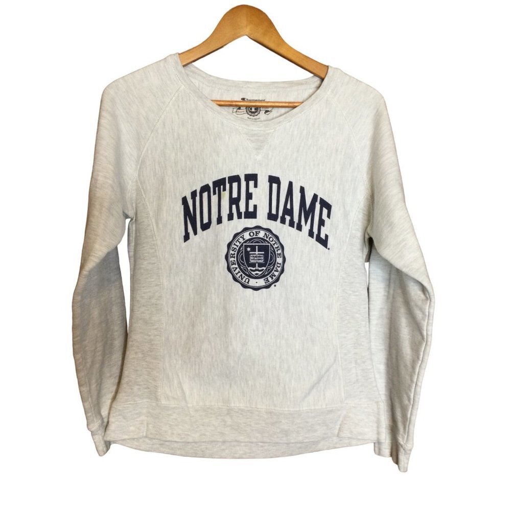 Champion Reverse Weave Notre Dame Womens Sweatshirt Top Shirt Size M